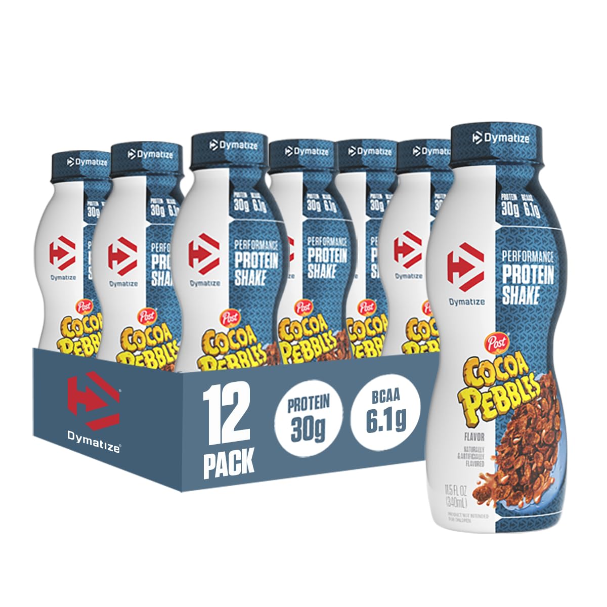Dymatize Performance Protein Shake, Fruity Pebbles, 30g Protein, 6.2g BCAA for Muscle Recovery, No Added Sugar, Low Fat, 24 Vitamins and Minerals, Gluten-Free, Ready to Drink, On-the-Go Snack, 11.5fl oz, 12 pack