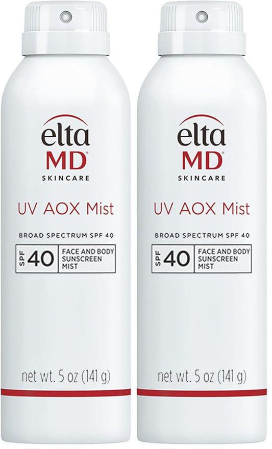 EltaMD UV AOX Mist Mineral Sunscreen Spray SPF 40, Broad Spectrum Face and Body Sunscreen with Zinc Oxide, 100% Mineral Active, Hydration Boost with Antioxidants, Moisturizer with SPF 40, 5 oz