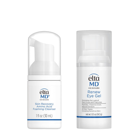 EltaMD Skin Care Facial Care Set, Recovery Amino Acid Cleanser Trial Size and Renew Eye Gel