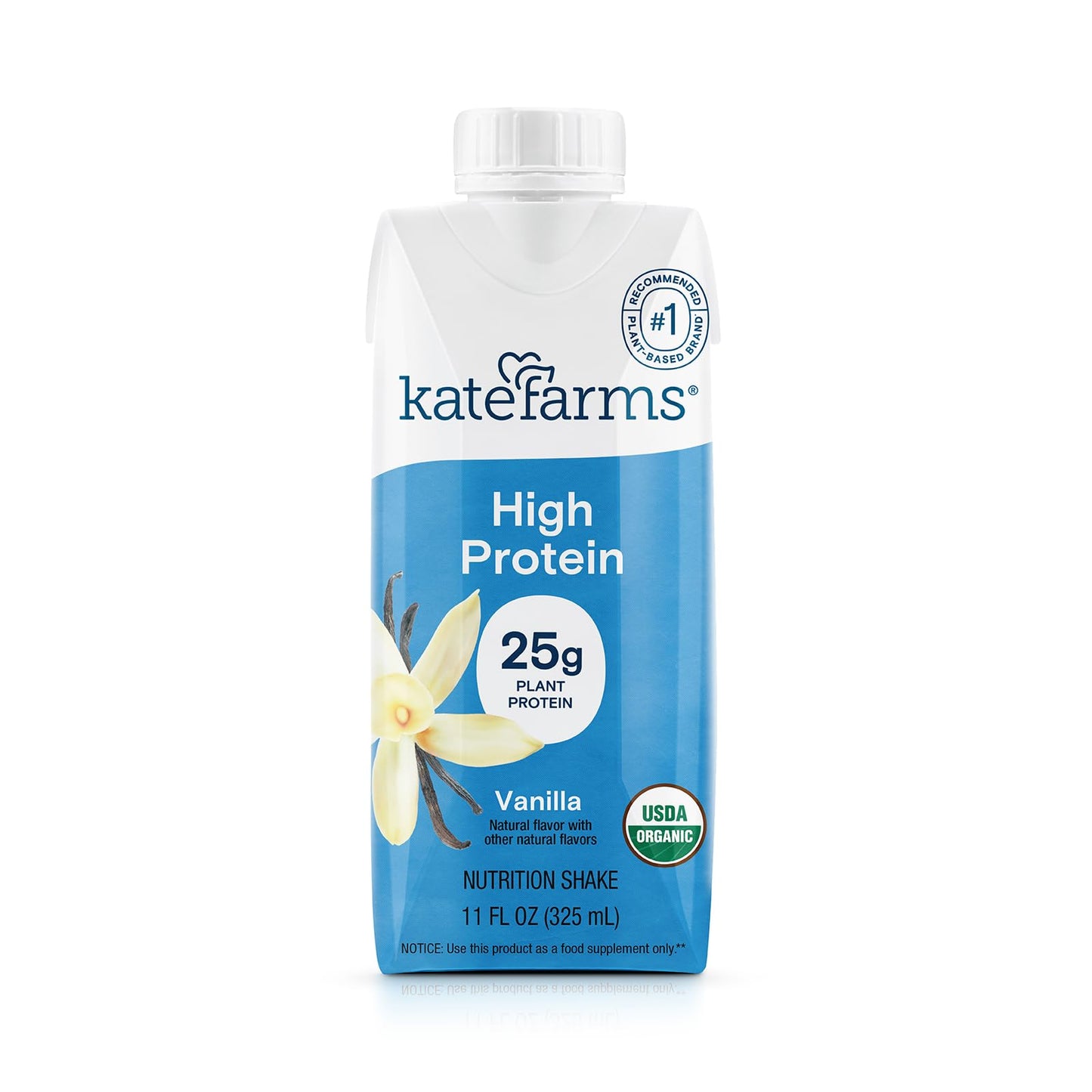 KATE FARMS Organic High Protein Chocolate Shake, 25g Protein, 12 Pack