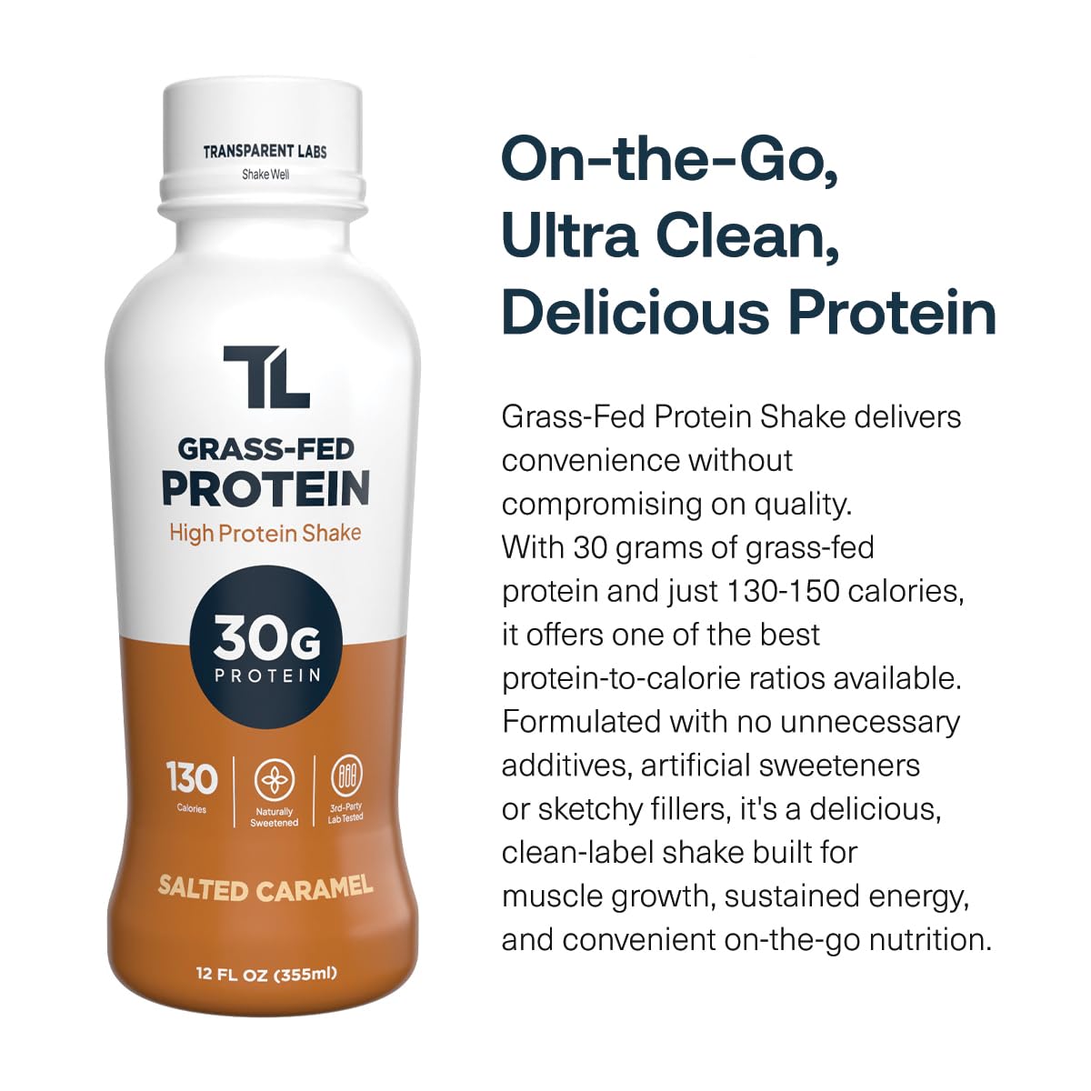 Transparent Labs Grass-Fed Protein Shake - Salted Caramel - 12 Pack