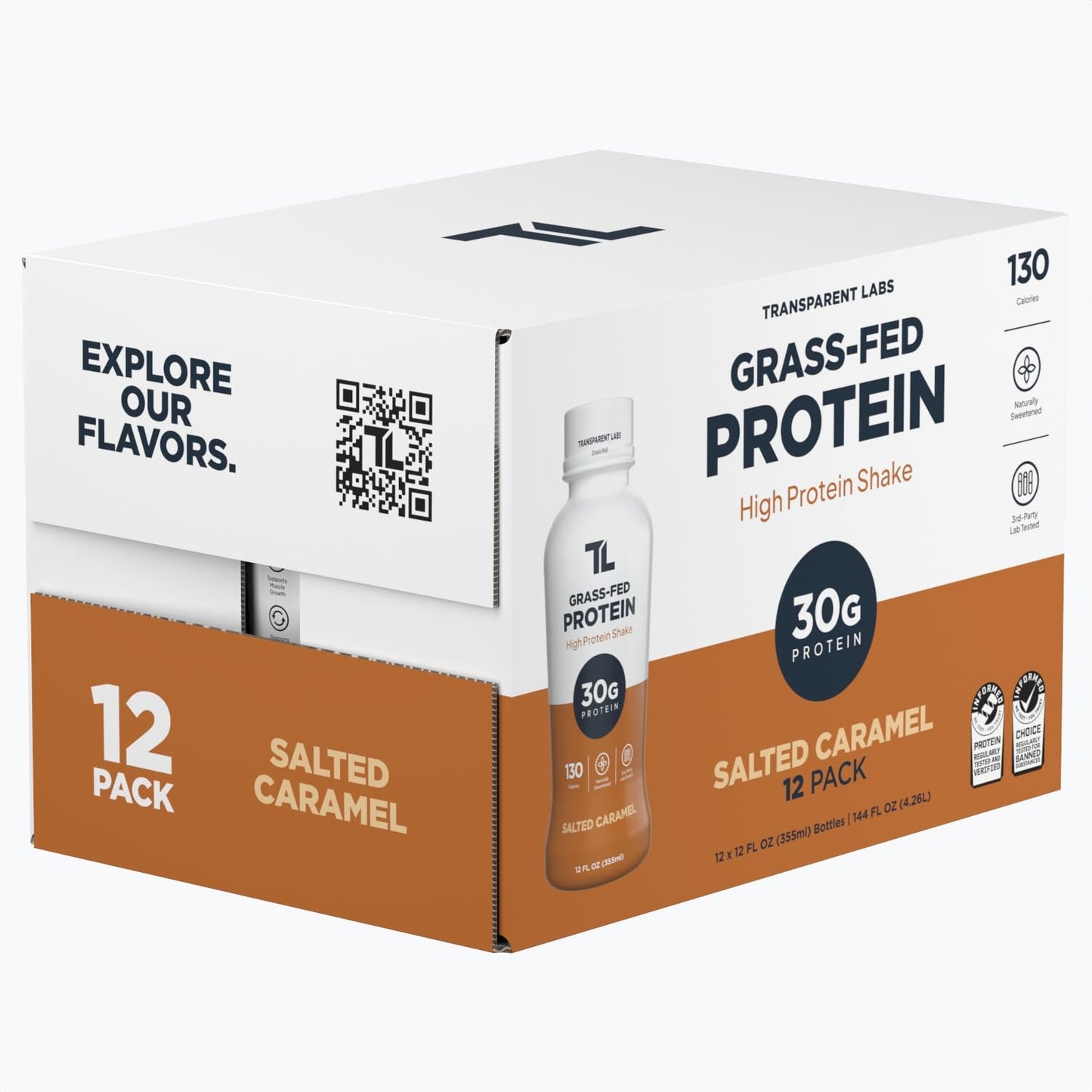 Transparent Labs Grass-Fed Protein Shake - Salted Caramel - 12 Pack