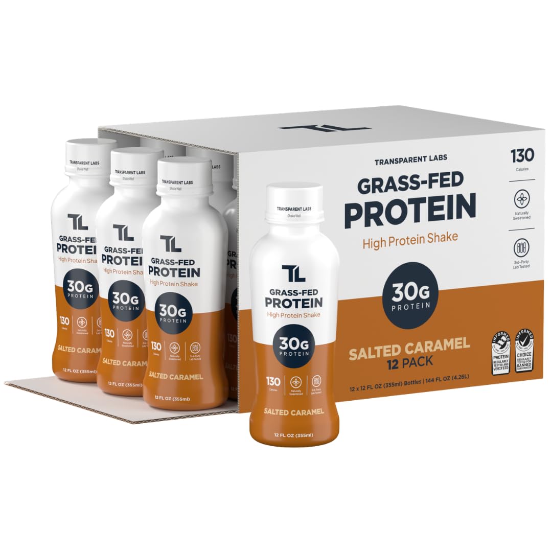 Transparent Labs Grass-Fed Protein Shake - Salted Caramel - 12 Pack