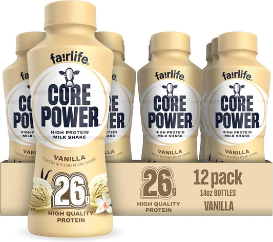 Core Power Protein Shake, Vanilla, 26g Bottle, 14oz, 12 Pack
