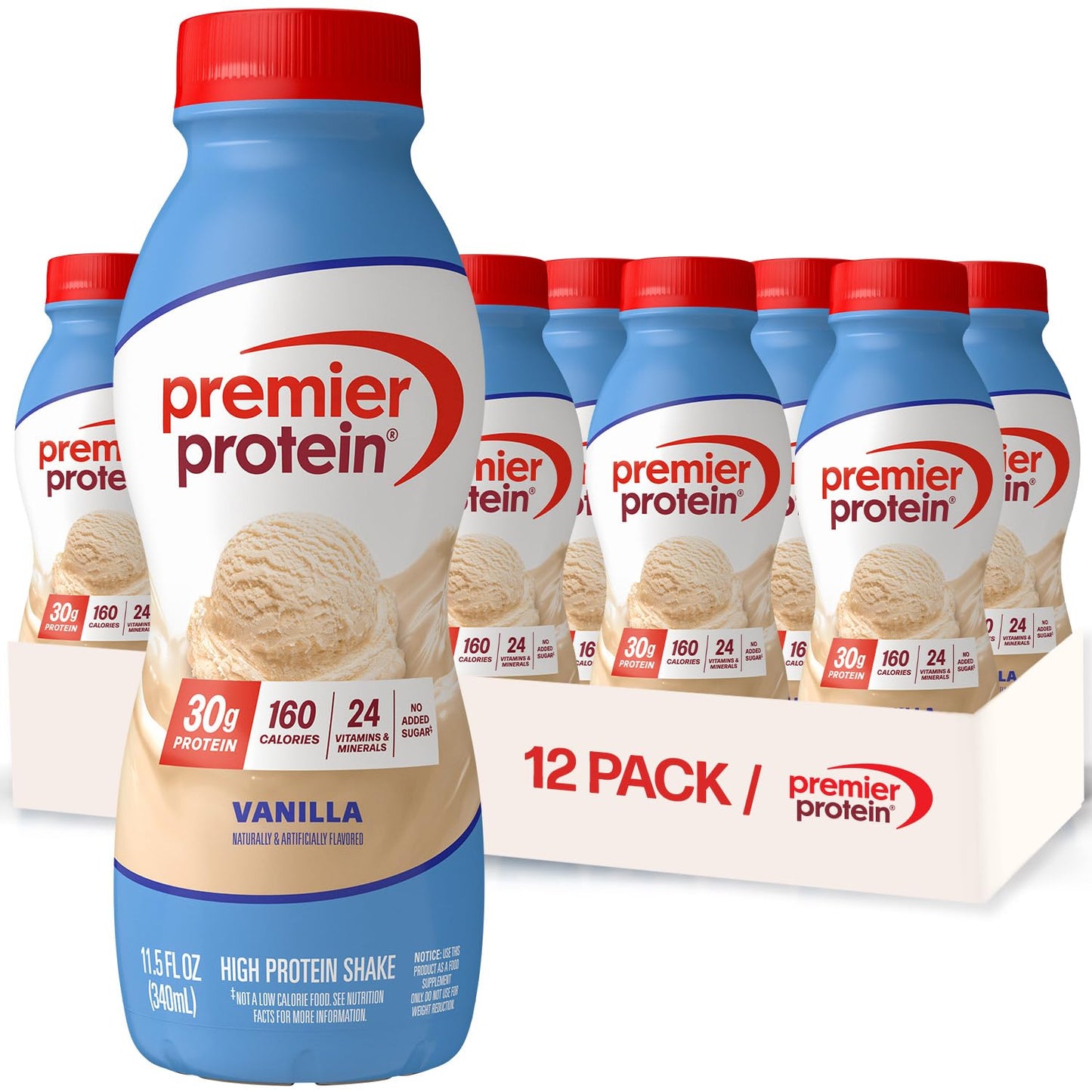 Premier Protein 30g High Protein Shake, Peaches & Cream, 12 Pack