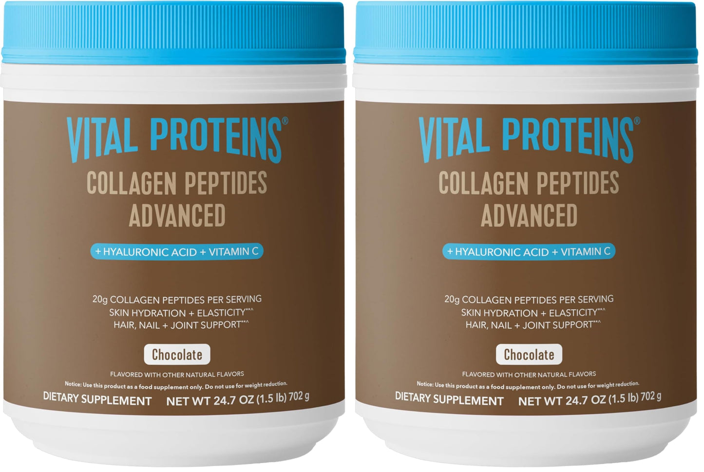 Vital Proteins Collagen Peptides Powder Advanced, Unflavored, 20oz | Hyaluronic Acid & Vitamin C, Supports Hair Skin & Nails, Collagen Peptides, 27 Servings