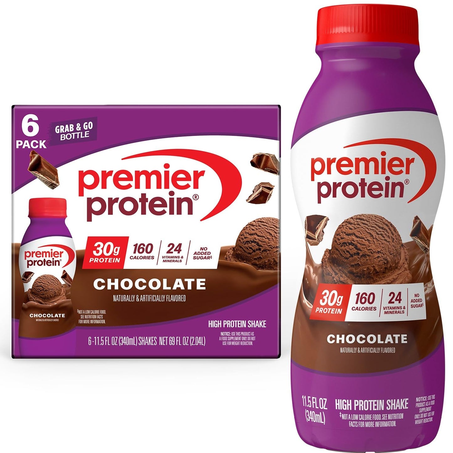 Premier Protein 30g High Protein Shake, Peaches & Cream, 12 Pack