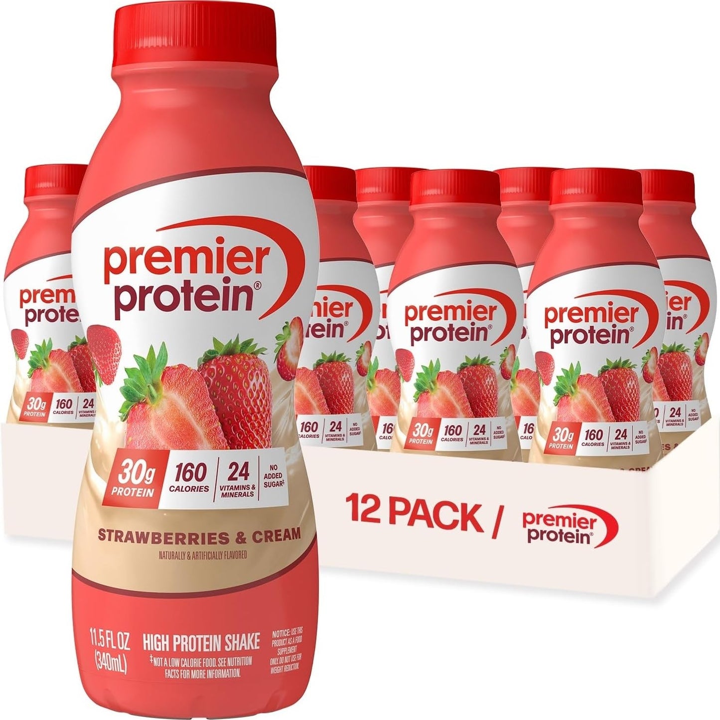 Premier Protein 30g High Protein Shake, Peaches & Cream, 12 Pack