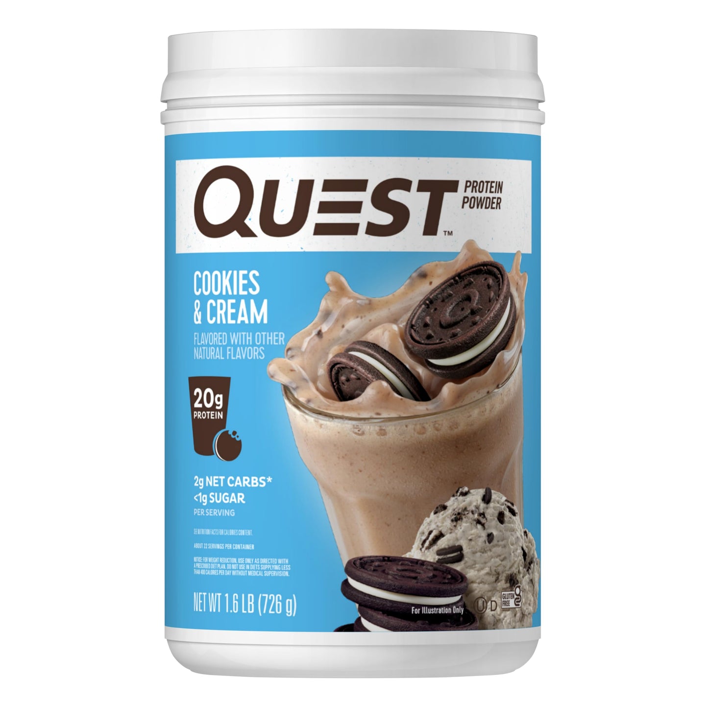 Quest Chocolate Milkshake Protein Powder, 22g Protein, 3 Pound | 43 Servings, 2g Net Carbs, <1g Sugar, Low Carb, Gluten Free