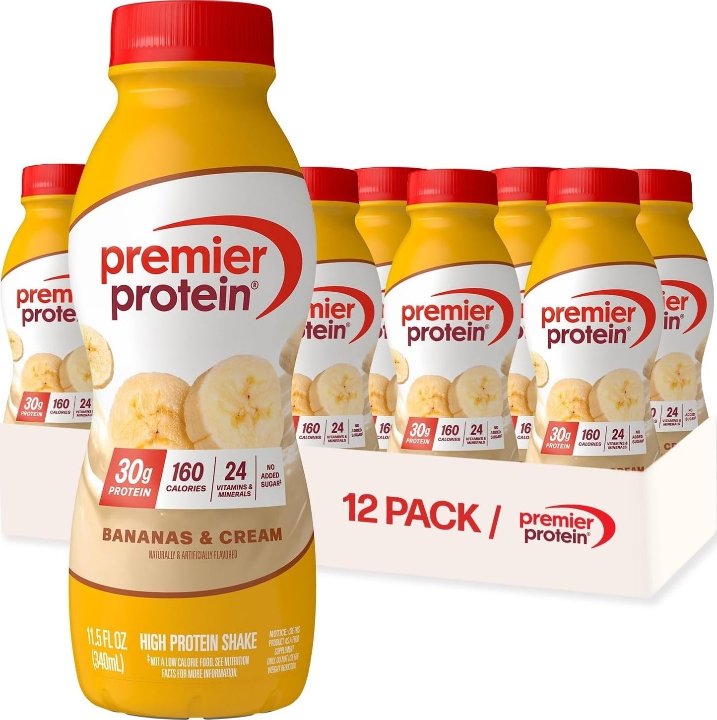 Premier Protein 30g High Protein Shake, Peaches & Cream, 12 Pack