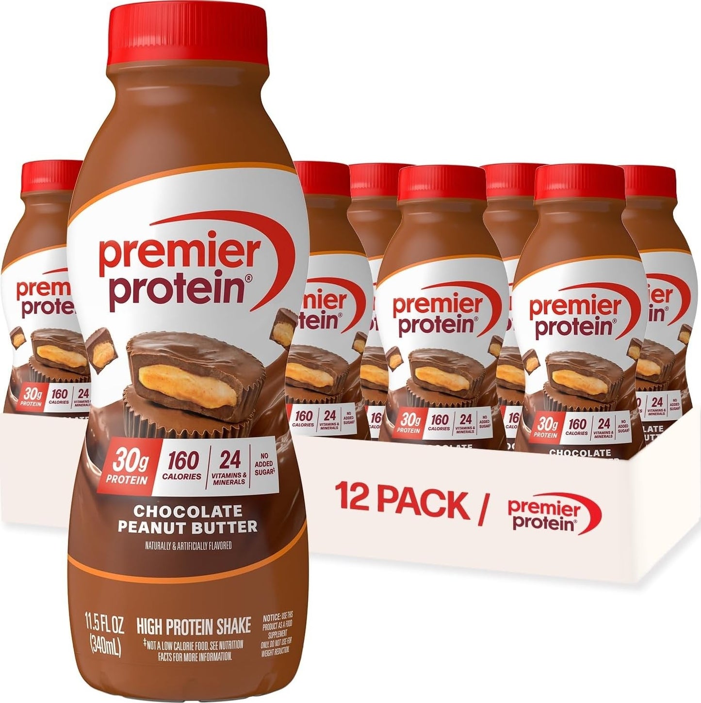 Premier Protein 30g High Protein Shake, Peaches & Cream, 12 Pack