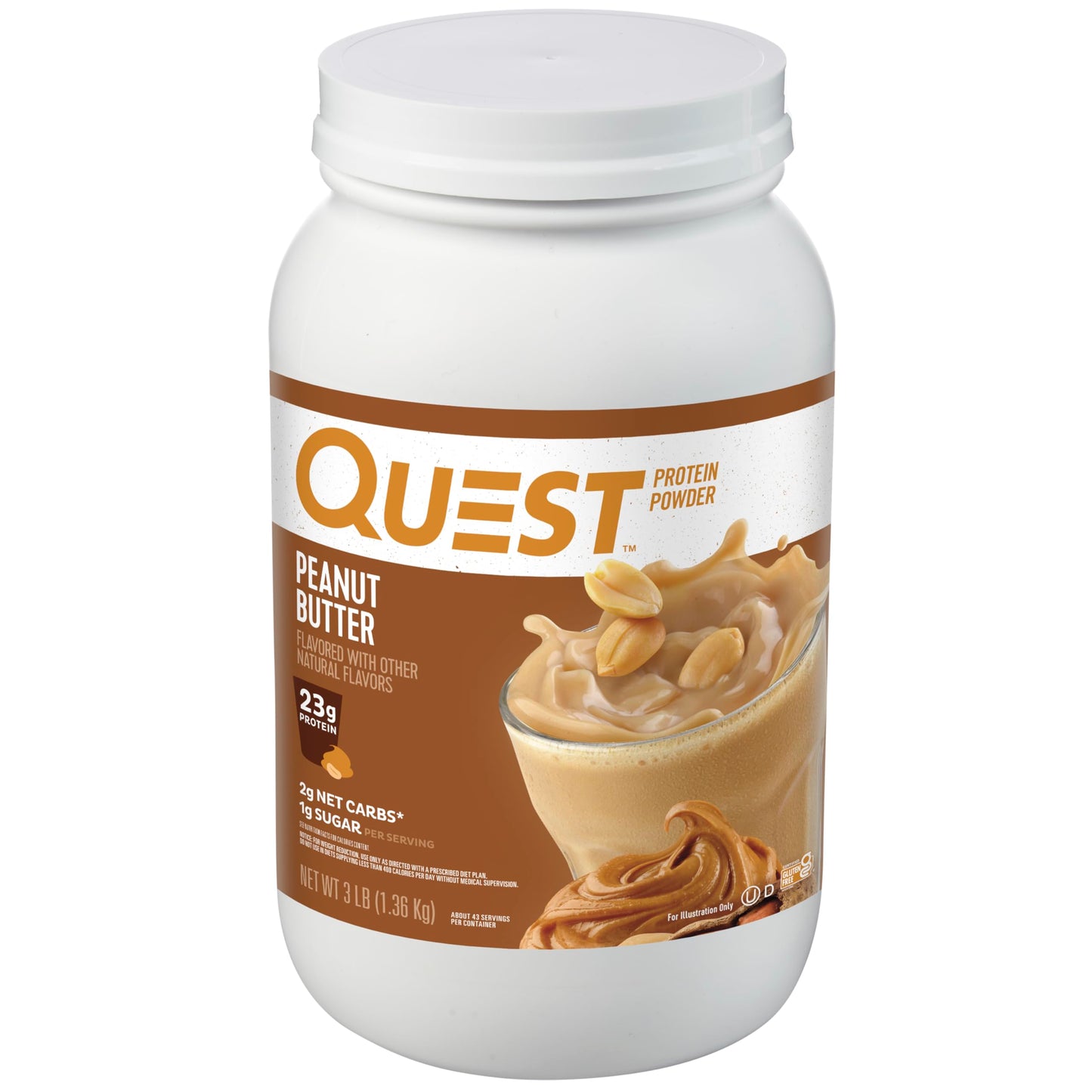 Quest Chocolate Milkshake Protein Powder, 22g Protein, 3 Pound | 43 Servings, 2g Net Carbs, <1g Sugar, Low Carb, Gluten Free