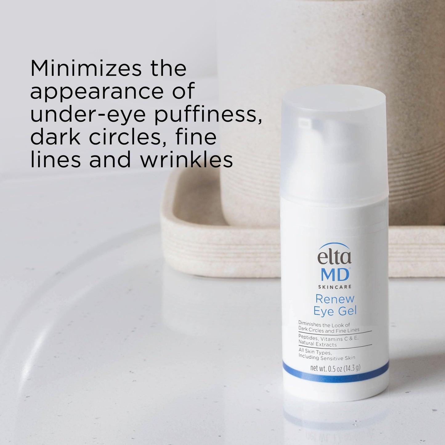 EltaMD Skin Care Facial Care Set, Recovery Amino Acid Cleanser Trial Size and Renew Eye Gel