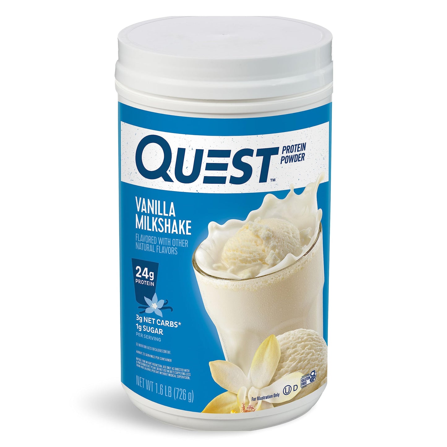 Quest Chocolate Milkshake Protein Powder, 22g Protein, 3 Pound | 43 Servings, 2g Net Carbs, <1g Sugar, Low Carb, Gluten Free