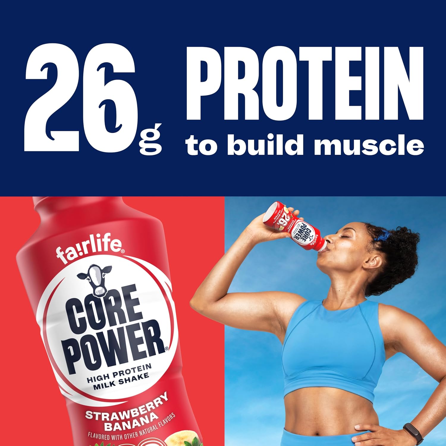 Core Power Protein Shake, Strawberry Banana, 26g Bottle, 14oz, 12 Pack