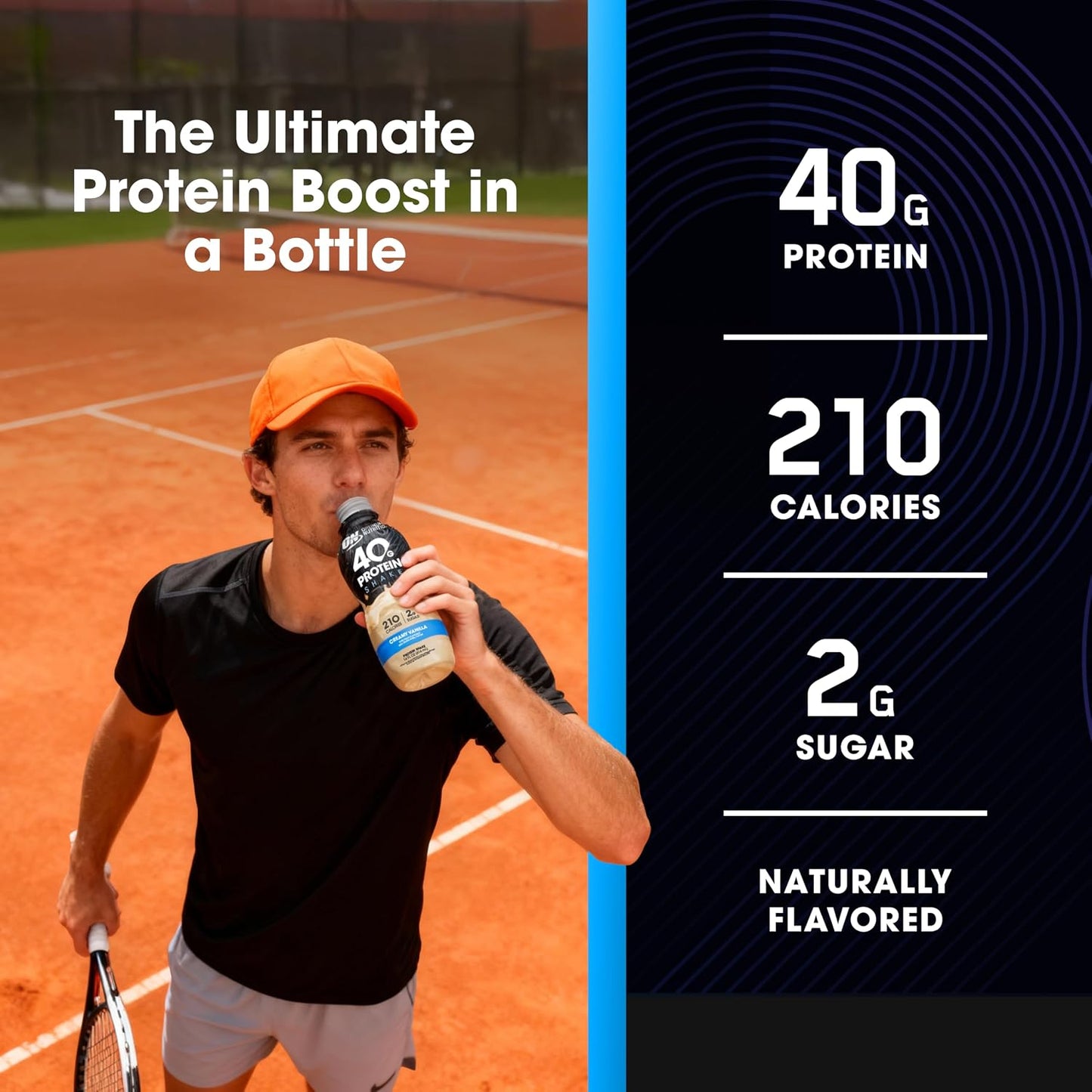 Optimum Nutrition 40g Protein Shake, Vanilla, 14 Fl Oz, 12 Ct | Naturally Flavored, On The Go Complete Protein Drink, Supports Muscle Recovery, 40g of Protein per Serving, Gluten Free