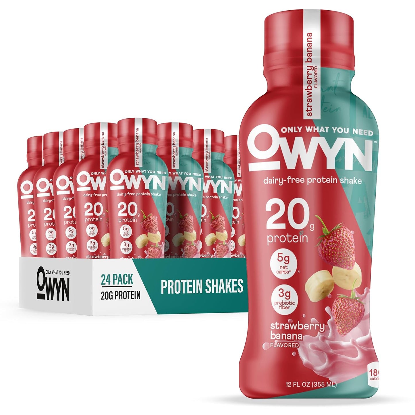 OWYN Only What You Need Strawberry Banana Flavored 20g Protein Shake, 12 Ct