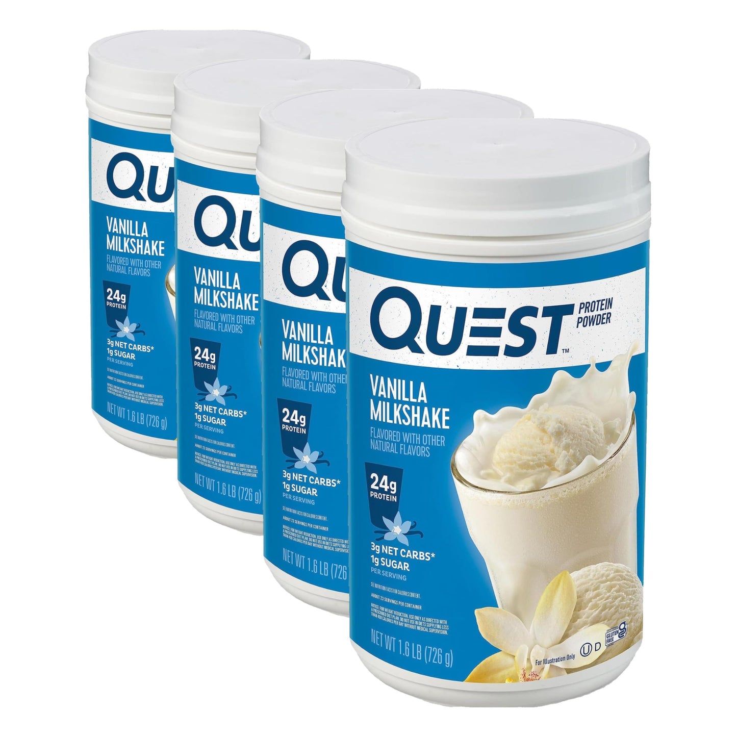 Quest Chocolate Milkshake Protein Powder, 22g Protein, 3 Pound | 43 Servings, 2g Net Carbs, <1g Sugar, Low Carb, Gluten Free
