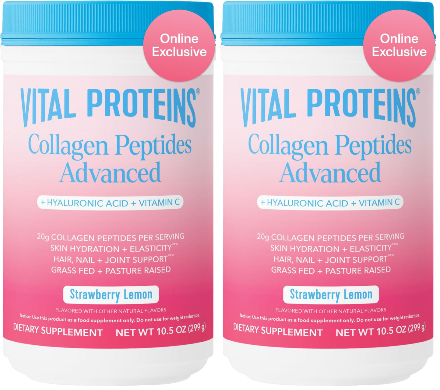 Vital Proteins Collagen Peptides Powder Advanced, Unflavored, 20oz | Hyaluronic Acid & Vitamin C, Supports Hair Skin & Nails, Collagen Peptides, 27 Servings