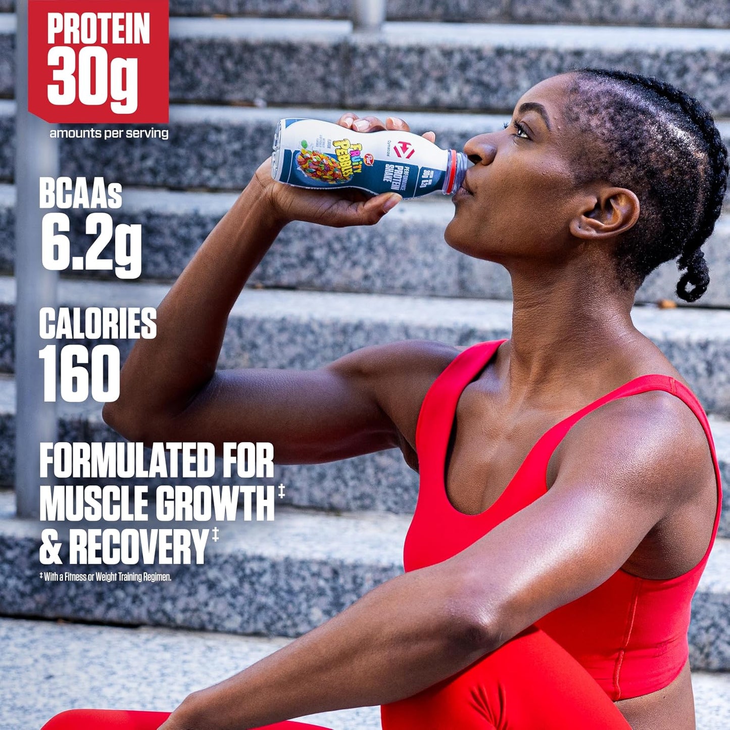 Dymatize Performance Protein Shake, Fruity Pebbles, 30g Protein, 6.2g BCAA for Muscle Recovery, No Added Sugar, Low Fat, 24 Vitamins and Minerals, Gluten-Free, Ready to Drink, On-the-Go Snack, 11.5fl oz, 12 pack